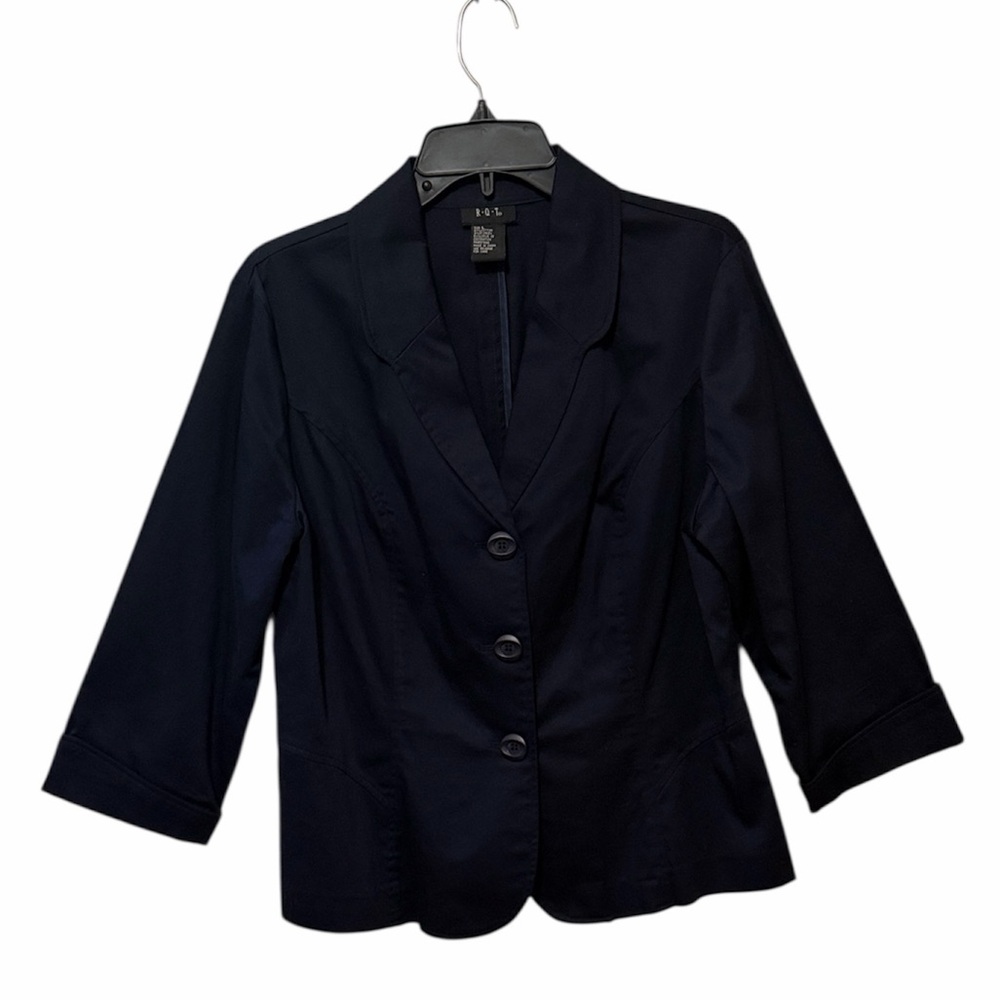 RQT WOMENS BLACK LONG SLEEVE BLAZER BUTTONS SIZE LARGE